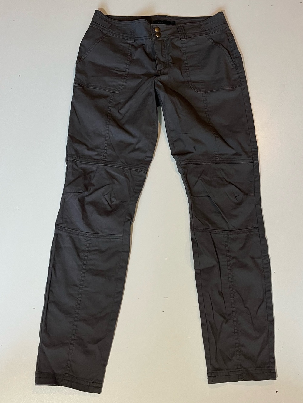 Prana Gorpcore Utility Cargo Grey Pants Snap Button Size 8